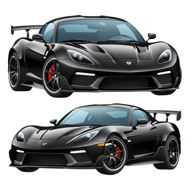 Custom sports car with spoiler and stickers on car sticker