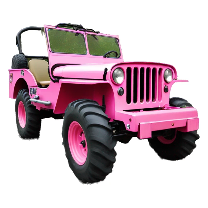 Full size jungle tour 1942 Willy’s pink jeep crawler with installed winch  sticker