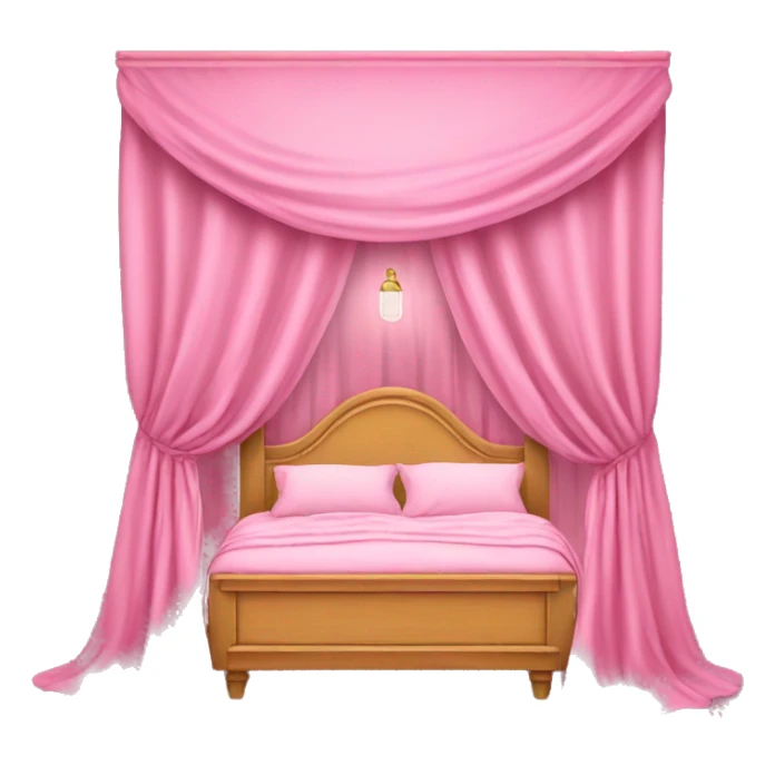 Pink fancy bed with curtains and lights  sticker