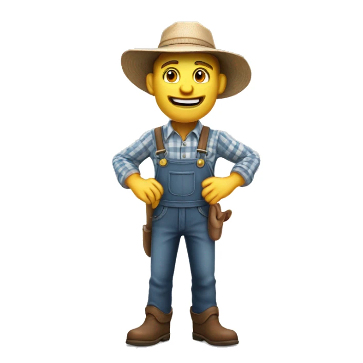 Realistic toon Human Adult Farmer, toon match game 3D character rendered sticker