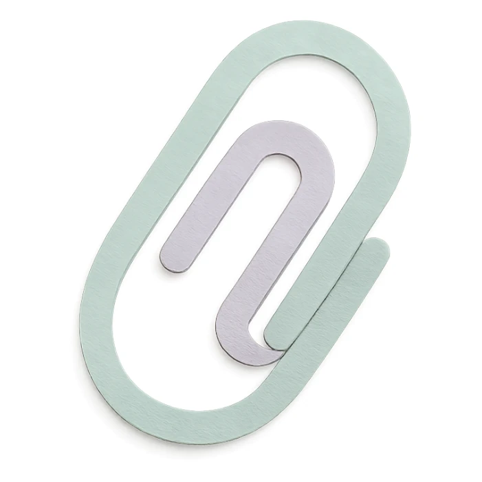 soft pastel tiny paperclip icon in gentle tones, paper craft style sticker