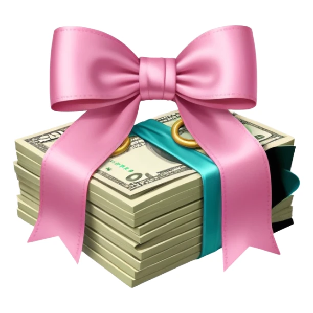 liasse de billet avec un noeud rose en satin sticker