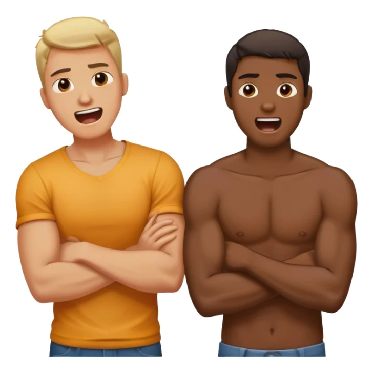 Arms cross holding neck guys screaming  sticker