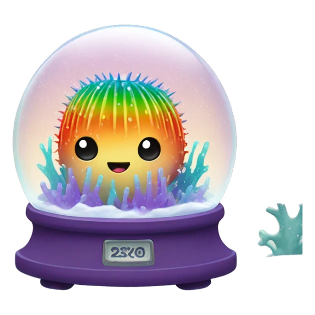 Kawaii rainbow sea urchin in an under the sea snow globe  sticker