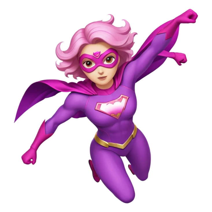 pink violet woman superhero flying sticker