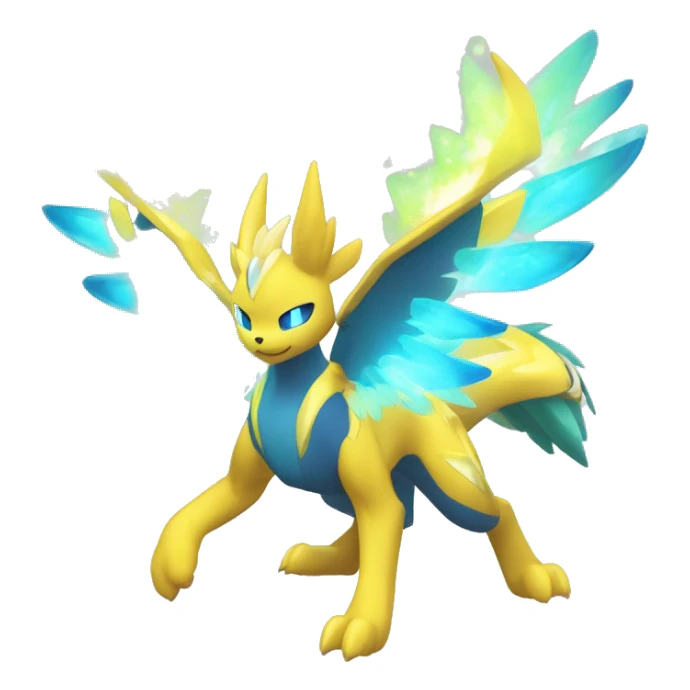 Celestial Powerful Shiny-Crystallic Colorful Vibrant Colors Flying Advanced Zeraora-Aurorus-Fakémon-Legendary-Pokémon-Creature Full Body sticker