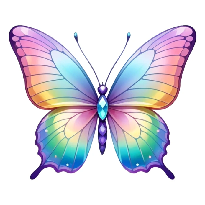 Sparkly Pastel rainbow-gradient iridescent crystal butterfly sticker