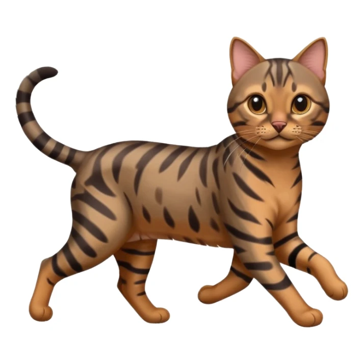 Cute dark grey and brown bengal cat running sticker