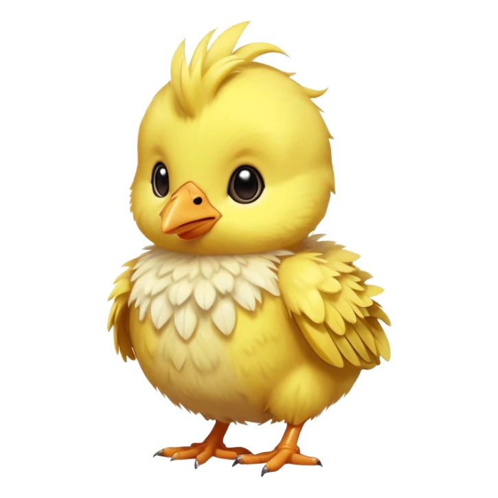 Baby chocobo from Final Fantasy, cute tiny yellow bird chick with fluffy feathers sticker