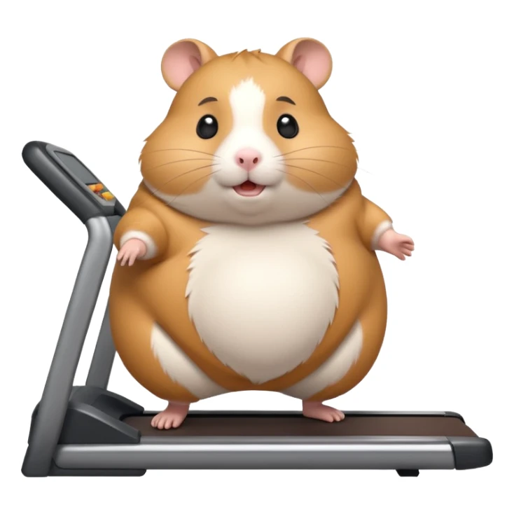 fat hamster big belly trying to run on treadmill sideways sticker