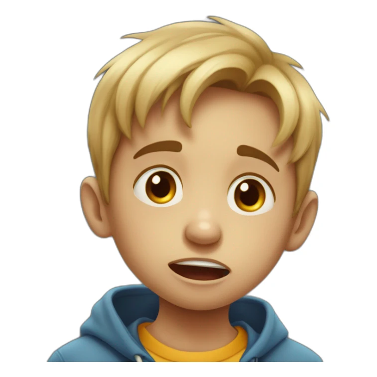 Caricatura de niño llorando de emoción  con lágrimas  sticker