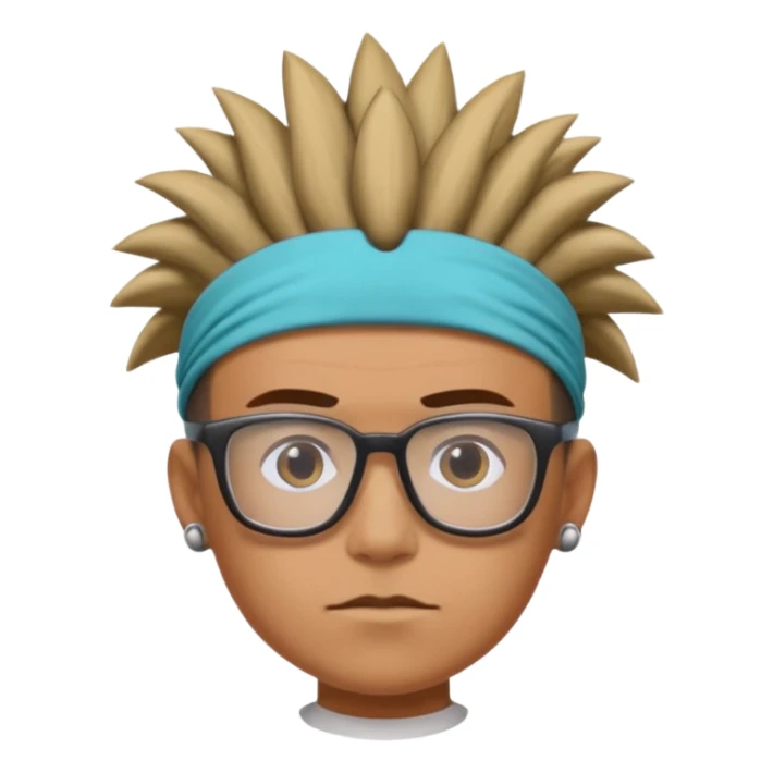 extreme mohawk person face headband glassess sticker