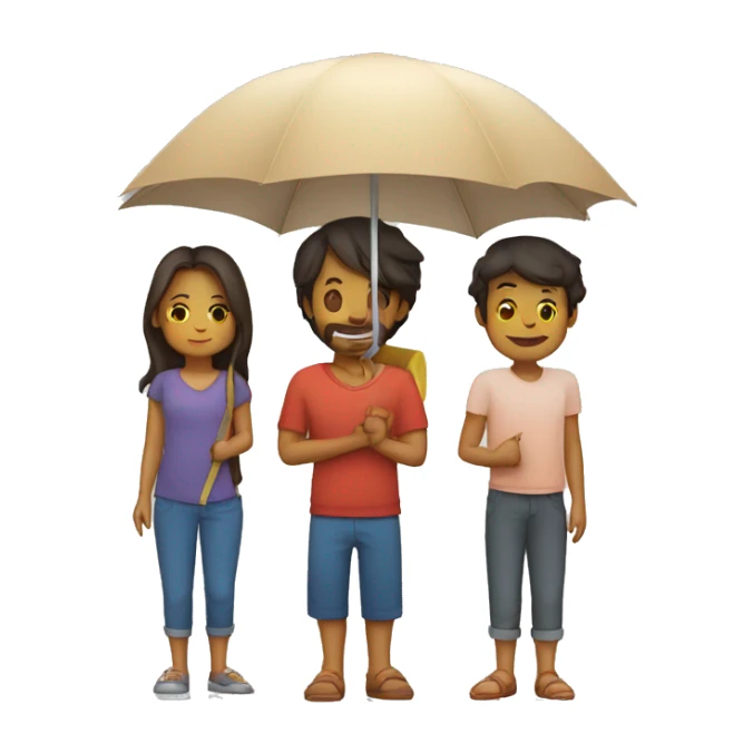 familia protegida por una sombrilla  sticker