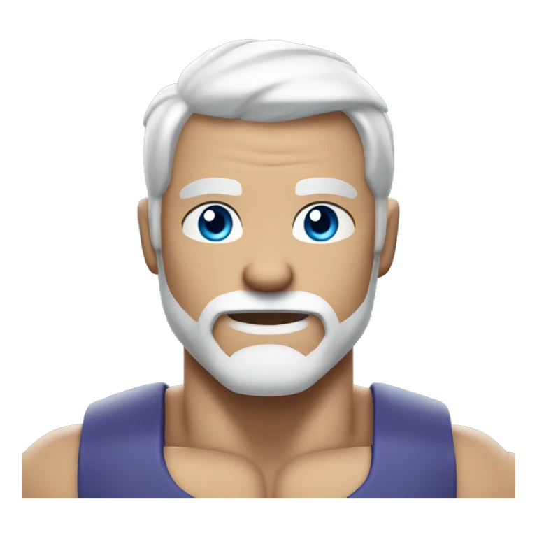 Muscly man with white hair and beard and blue eyes and muscles flexing  sticker