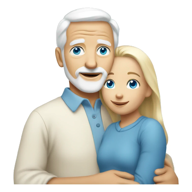 White grandparents hugging blonde granddaughter all blue eyes sticker