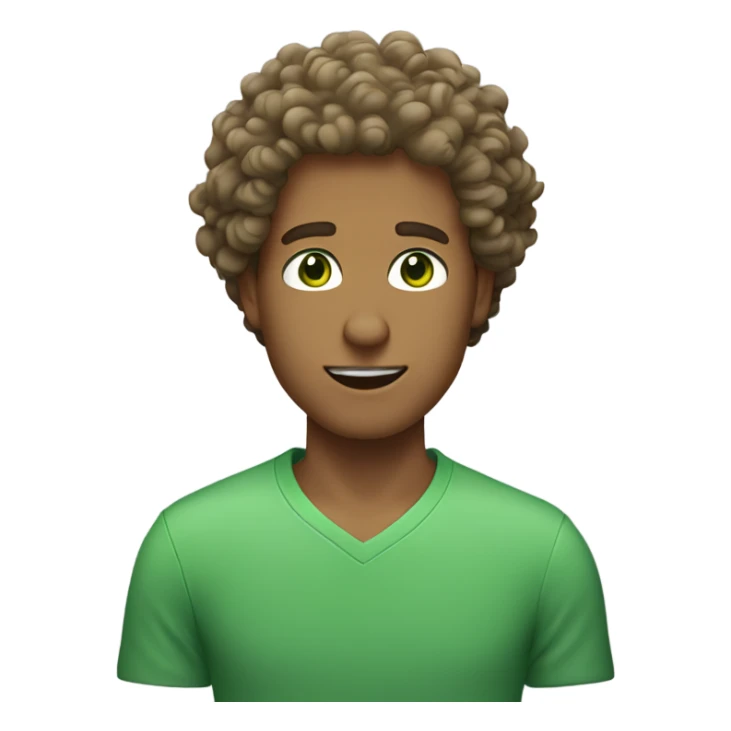 Tan guy with really, really curly hair and green eyes sticker