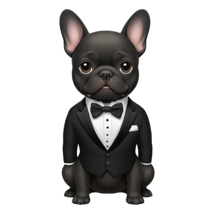 Black french bulldog wearing a tuxedo sticker