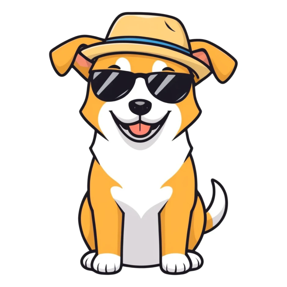 Dog with floss hat sunglasses and smiling sticker
