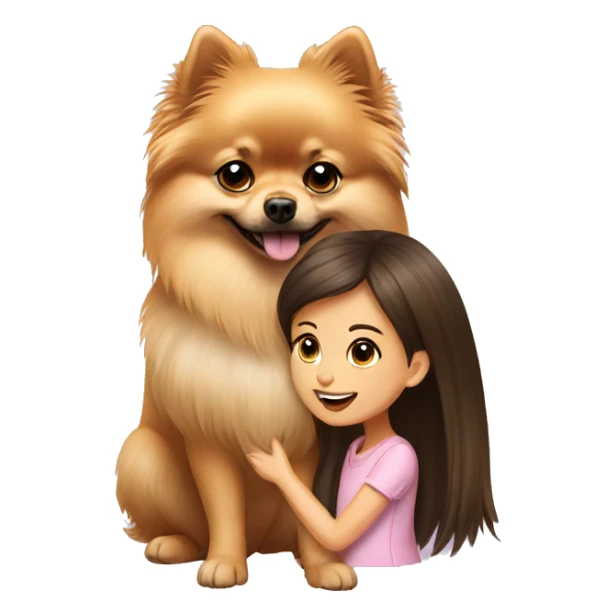Pomeranian with a girl sticker