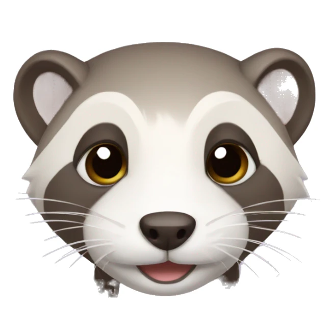 ferret with dark hair and white snout sticker