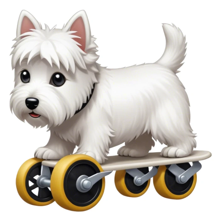 westie qui fait du patin à roulettes sticker