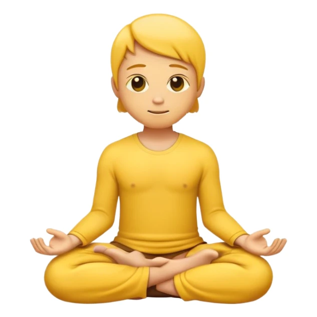 classic yellow emoji meditating, sitting cross-legged, peaceful expression sticker