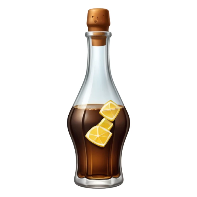 Fernet con coca sin limón,  sin sorbete. En vaso con forma de botella cortada  sticker