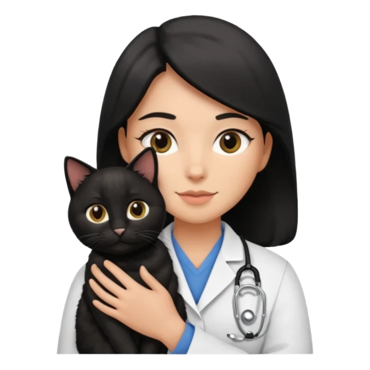 Veterinaria con un gato negro sticker