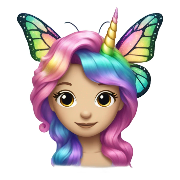 rainbow unicorn horned sparkling butterfly mermaid  sticker