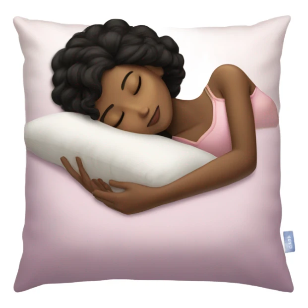 sleeping beauty black hair brown girl with a silk pillow sticker