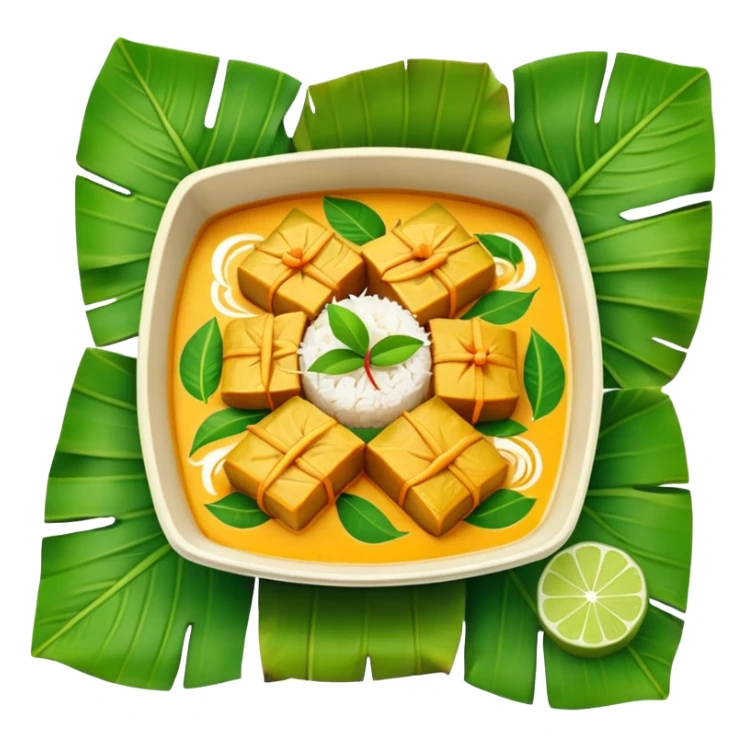 Fish Amok square dish in banana leaves sticker