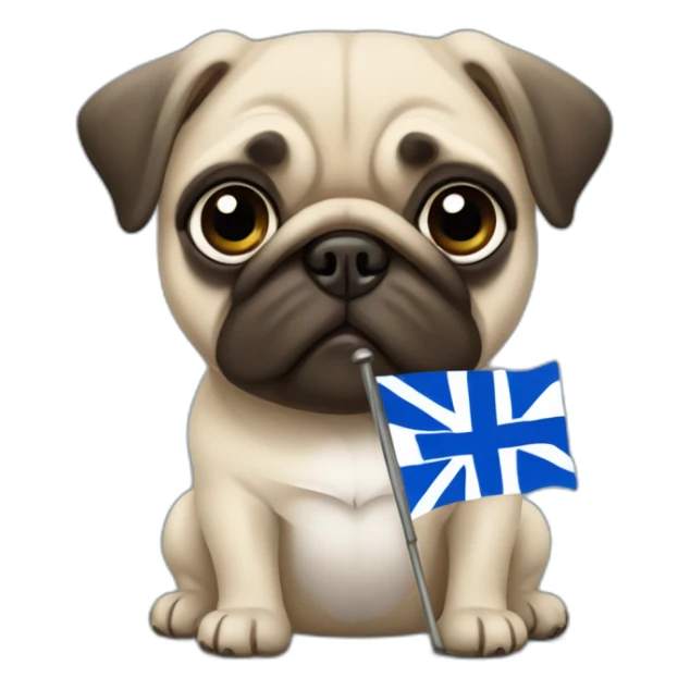 pug holding a inverted finnish flag sticker