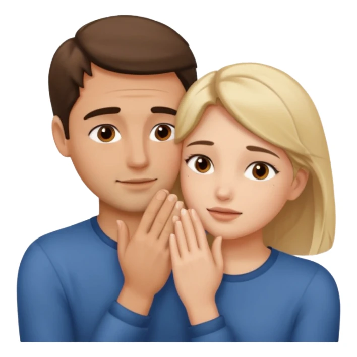 only one Girl touching his face with his own both hand, and smoothly rubbing the face sticker