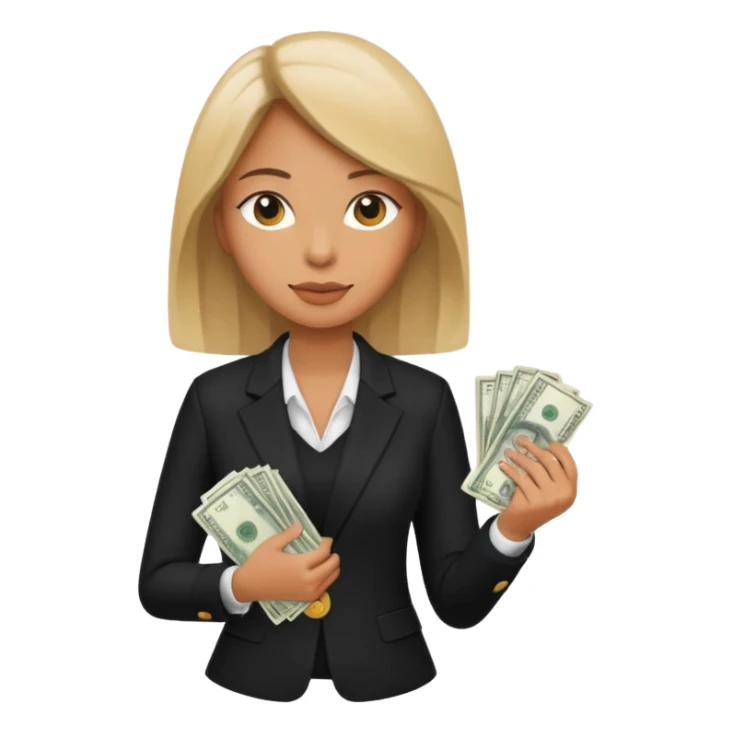 woman holding lots of money sticker
