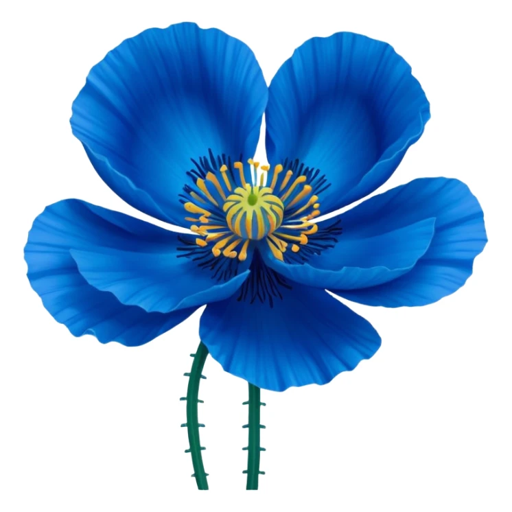 Realistic Still life, Blue Poppy flower sticker