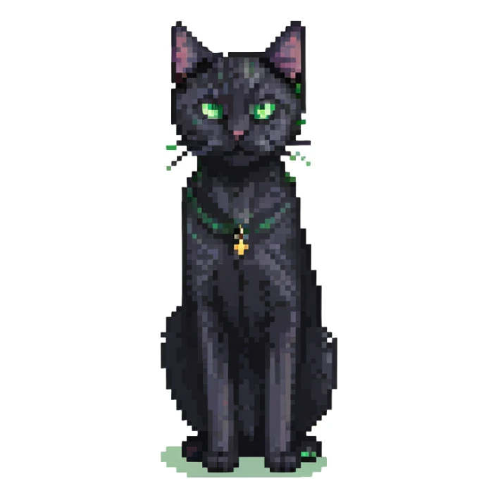 black cat with green eyes, standing sticker