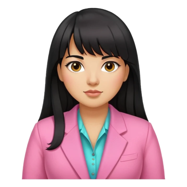 Latina girl with bangs black long hair plus size with pink blazer sticker