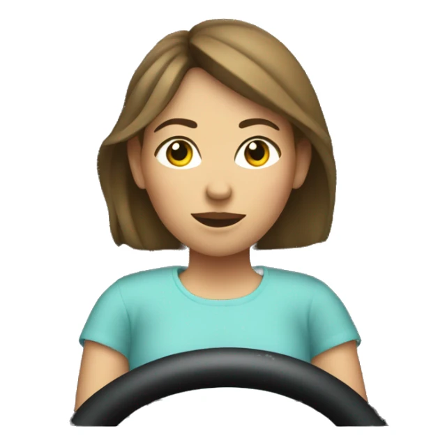 girl Driving with car neck rest sticker