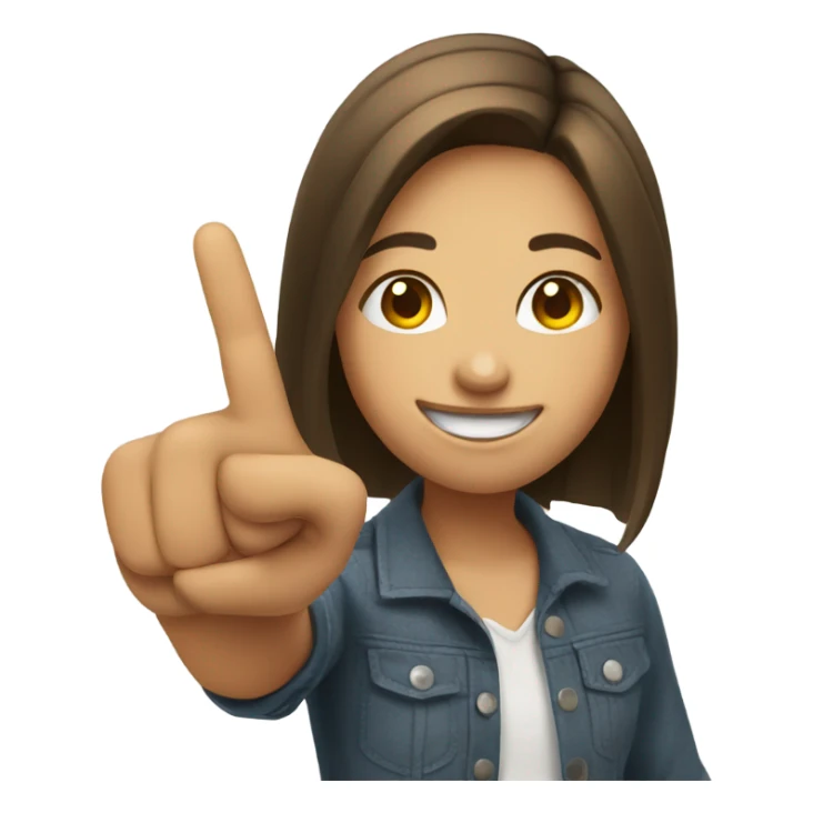 girl throwing her finger up smiling sticker