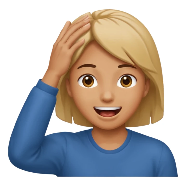 Knocking on head with mouth open smiling and eyes wide sticker