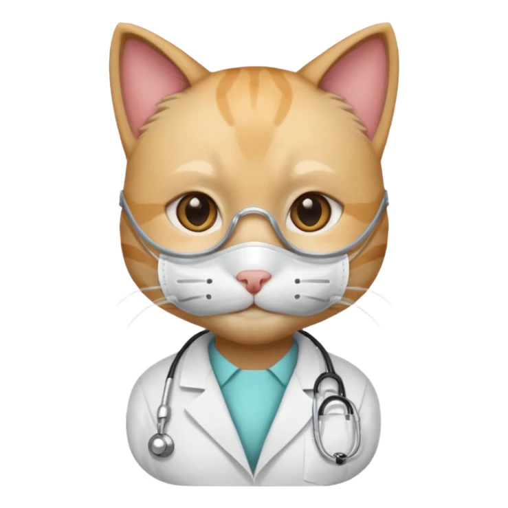 doctor cat, white coat, medical mask sticker