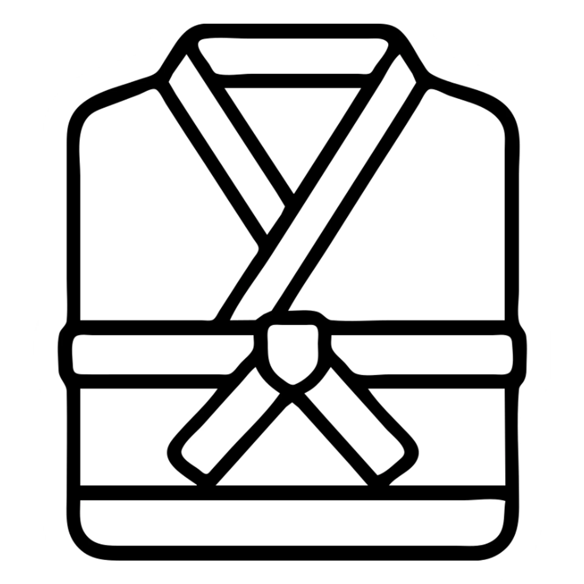 Folded martial arts gi with belt wrapped around it sticker