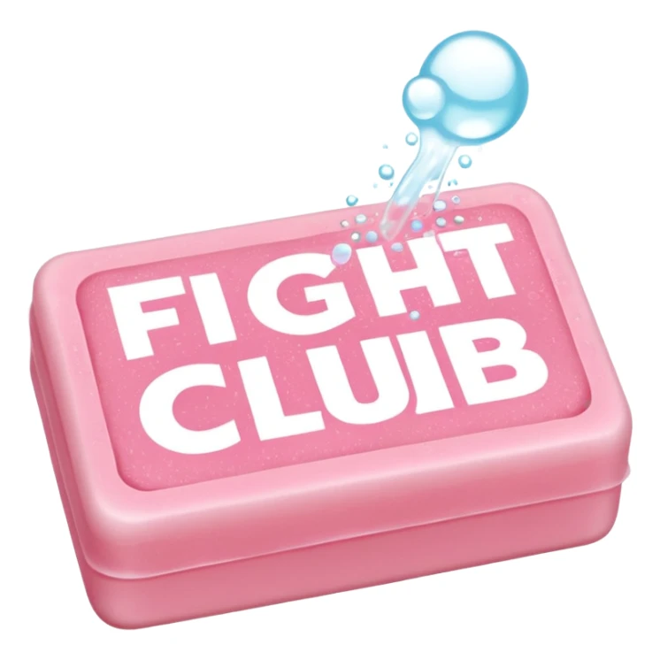 "fight club" text on a 3/4 foamy  pink soap sticker