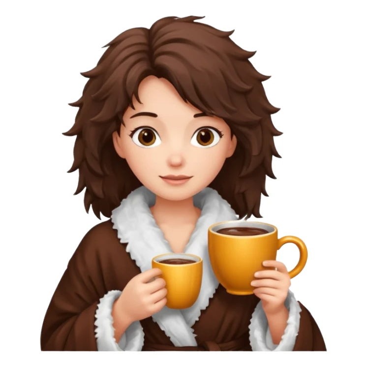 {
      "type": "human",
      "look": "fluffy robe woman, messy hair, holding cup of cocoa",
    } sticker