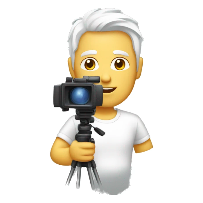 TV Cameraman with white hair and white t-shirt sticker