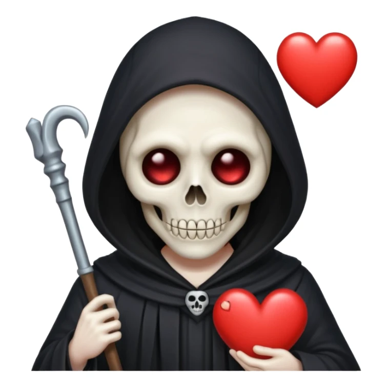 cute grim reaper with heart eyes sticker
