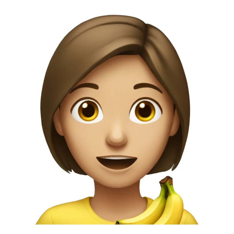 Brown haired girl eating banana sticker