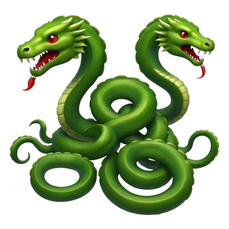 Create a single emoji of a Hydra in full body, shown at a slight side angle in a natural, characteristic pose. stylized like an emoji, but clearly recognizable.  sticker