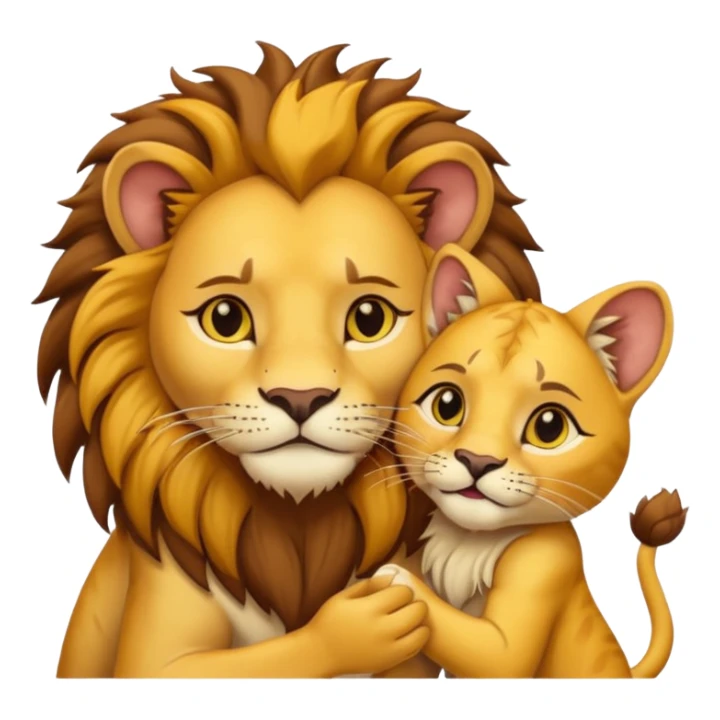 Animal Gato acariciando las orejas de un leon sticker