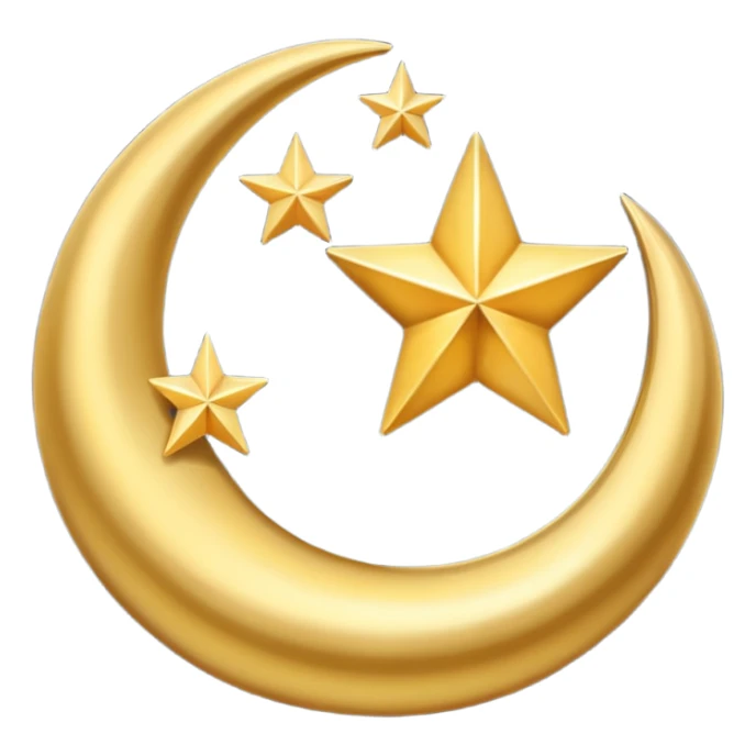 Star and Crescent emoji with black background and no face only star and crescent. sticker